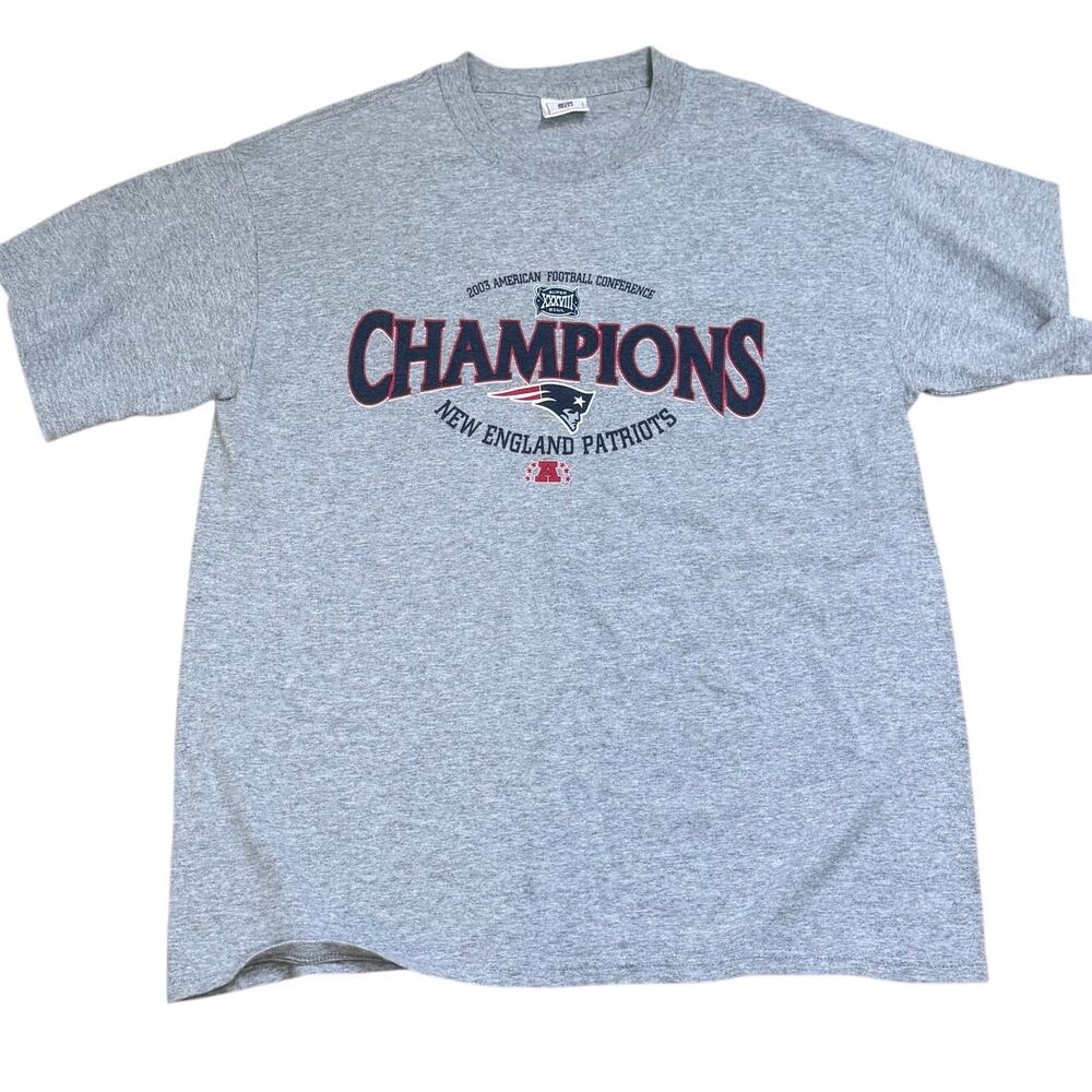 2003 New England Patriots Gray AFC Champions NFL Super Bowl T-Shirt
